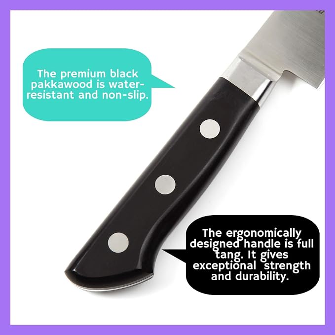 Japanese Sujihiki Knife INOX AUS-8A Stainless Steel Black Pakkawood Handle, Slicer 9.5-inch (240mm)