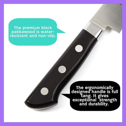 Japanese Sujihiki Knife INOX AUS-8A Stainless Steel Black Pakkawood Handle, Slicer 9.5-inch (240mm)