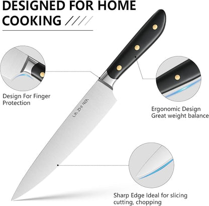 14-Piece Kitchen Knife Set with Detachable Block, High Carbon Stainless Steel Dishwasher Safe Knives, Includes Chef, Santoku, Bread, Steak Knives for Home Kitchen, Black