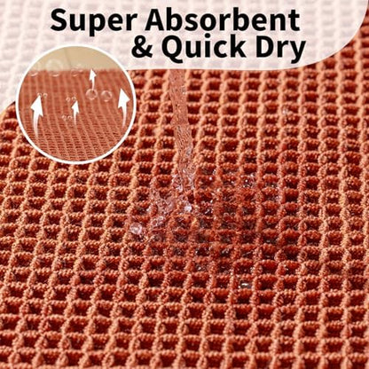 Burnt Orange Bathroom Rug, Fall Waffle Bath Mat Non Slip, 24" x 36"