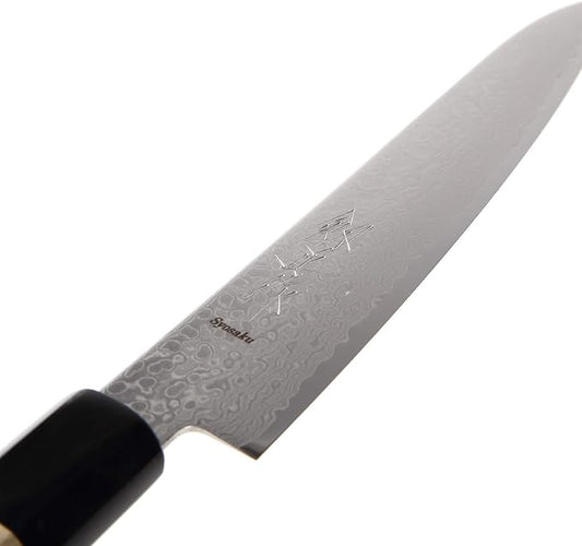 Japanese Petty Knife Damascus ZA18 69 Layer Octagonal Magnolia Wood Handle, 6-inch (150mm)