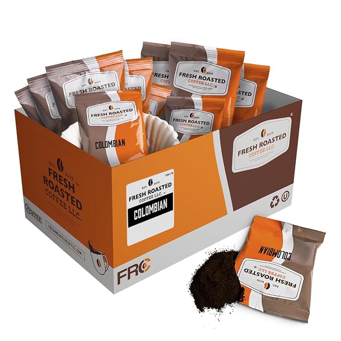 Fresh Roasted Coffee, 100% Colombian Drip Ground Fractional Packs, Medium Roast, Kosher, 1.75 oz, 126 Count