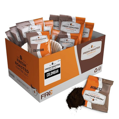 Fresh Roasted Coffee, 100% Colombian Drip Ground Fractional Packs, Medium Roast, Kosher, 1.75 oz, 126 Count