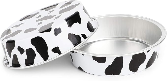 Beasea 4 Inch Pie Tins with Lids, 50 Pack 8 Oz Mini Tart Pan Disposable Pie Tins, Black White Aluminum Foil Flat Baking Cups Round Muffin Container for Mini Cheesecake Tart Quiche