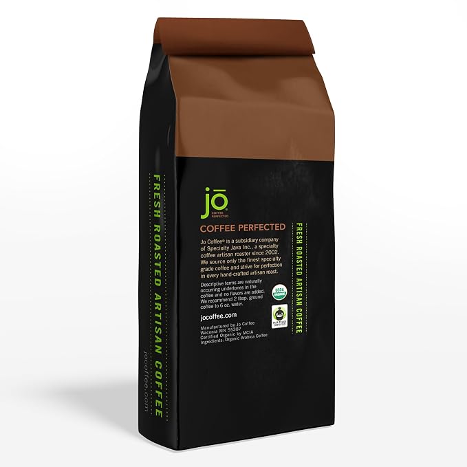 COLOMBIA JO: 10 oz Organic Ground Colombian Coffee, Medium Roast, Fair Trade and USDA Certified, 100% Arabica, NON-GMO, Gluten Free, Gourmet
