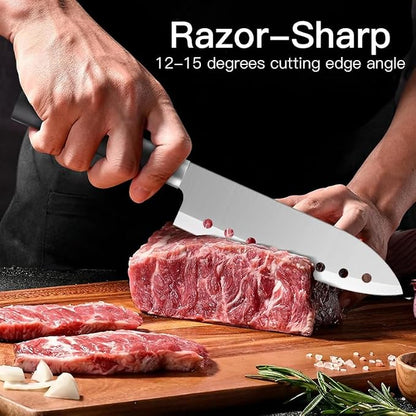 Chef Knife,8.5" Professional Kitchen Knife for Cooking,Made of Stainless Steel,Ultra Sharp for Cutting food,with Ergonomic Handle,for Home & Restaurant Black