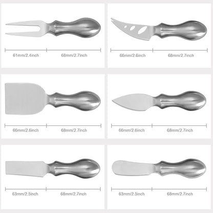 WoneNice Cheese Knife Set, 6-Piece Stainless Steel Knives for Charcuterie, Gift for Mother's Day Wedding Housewarming Christmas
