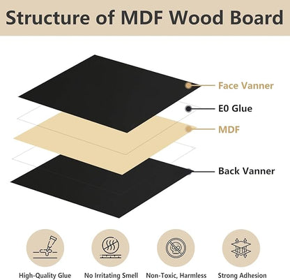 6 Pack Colored MDF Boards for Laser Engraving, 12x12x1/8 (3mm) Unfinished Fiberboard for Laser Cutting, DIY Craft Projects, Home Decor, Sign Making, Woodworking (Black)