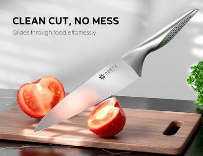 ASETY Knife Set - Ultra Sharp Knives Set for Kitchen with block, 15 PCS Stainless Steel Knife Set with Built-in Sharpener, Ergonomic Non-Slip Handle, Elegant Box for Men Women, Fathers day
