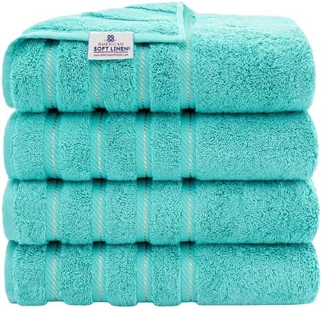 American Soft Linen 100% Cotton Luxury Turkish Towels, 4 PC Bath Towel Set