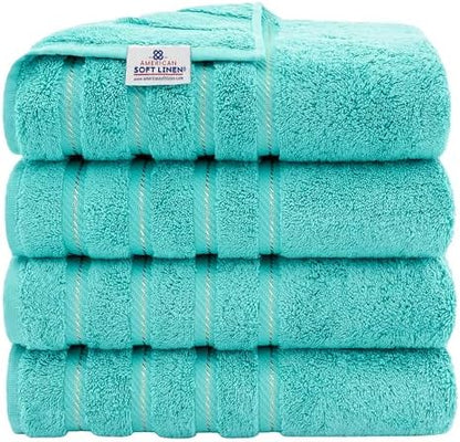 American Soft Linen 100% Cotton Luxury Turkish Towels, 4 PC Bath Towel Set