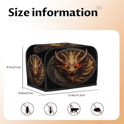 Cool Dragon Animal Toaster Cover 4 Slice Wide Slot Washable Kitchen Appliance Covers Fingerprint Bread Machine Dust Cover Small Toaster Oven Accessories Covers Bread Maker Bag Women Gift