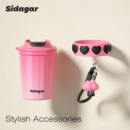 SDGA+ 12 oz Travel Coffee Mug Spill Proof Leak Proof, Stainless Steel Thermal Coffee Cup with Lid, Resuable Cup for Hot and Cold, Portable Tumbler for Women, Pink