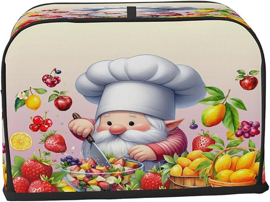Cute Gnome Toaster Cover 4 Slice Wide Slot Washable Toaster Covers | Fruits Art Dust and Fingerprint Protection Bread Maker Covers for Kitchen Accessories Decor Bakeware Women Gift