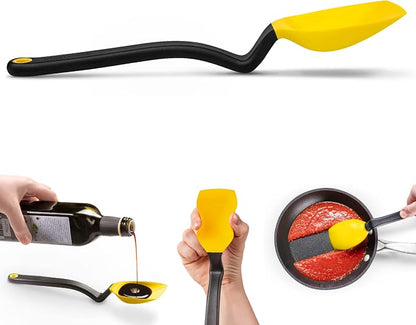 Dreamfarm Supoon Non-Stick Sit-Up Silicone Scraping, Serving, Cooking Spoon Measures 5ml Tsp & 15ml Tbsp - 11" Yellow