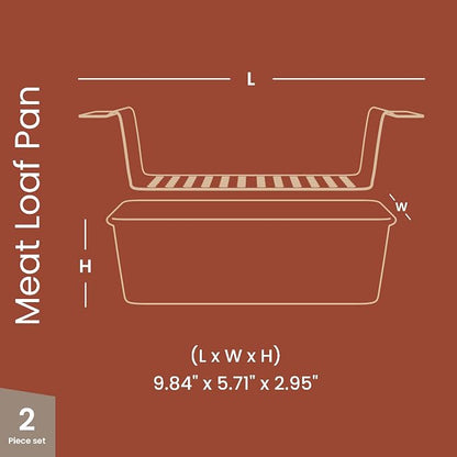 Meatloaf Pan with Drain Tray, 9.84 x 5.71" Nonstick Loaf Pan with Perforated Insert Tray, Durable Carbon Steel, PFOA, PFOS, BPA, and PTFE Free, Oven Safe to 450°F, Easy-Grip Handles, Dishwasher Safe