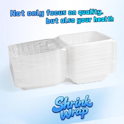 YANGRUI 25-Pack 34 oz 8" Hinged Takeout Box, Shrink-Wrapped No Pre-Wash | Anti-Fog Crystal Lid, Leakproof BPA-Free Square Container, Microwave Safe for Ramen, Salads, Asian & American To-Go Meals