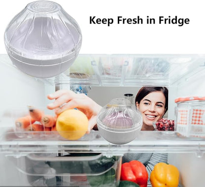 PUXING Onion Keeper - Reusable Onion Storage Container, Garlic Shaped Food Saver, Fruit & Vegetable Storage Holder, Sealing Box for Refrigerators (White)
