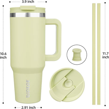 BJPKPK Tumbler With Handle 40 oz Stainless Steel Insulated Tumbler With Lid And Straw For Water Or Ice Coffee,Macaron Green