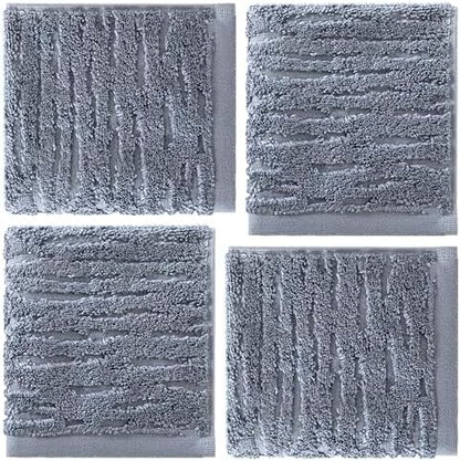 SKL Home CloudSoft Washcloth Set, 4-Piece, 100% Cotton Luxury, Smoke Blue