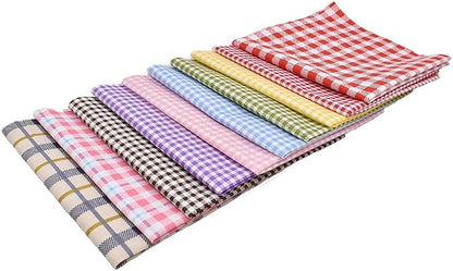 10pcs 12 x 12 inches (30cmx30cm) Print Check Series Fabric Bundle Squares Patchwork DIY Sewing Scrapbooking Quilting Pattern Artcraft