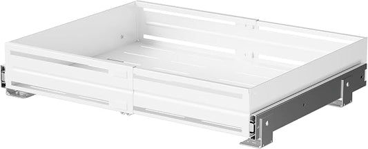 Pull Out Cabinet Organizer, Expandable Width 13"-22", Heavy Duty Metal Slide Out Drawers for Cabinets, Expandable Cabinet Pull Out Shelves for Kitchen, Pantry, Bathroom, White