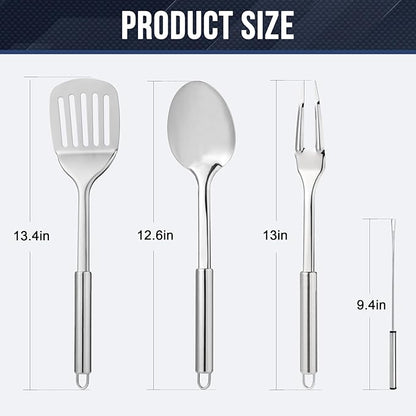 THTYBROS Portable Camping Kitchen Utensil 34 Pcs Set- Cookware Kit, Stainless Steel Outdoor Cooking and Grilling Utensil Organizer Travel Set Perfect for Travel, Picnics, RVs, Camping, BBQs, Parties