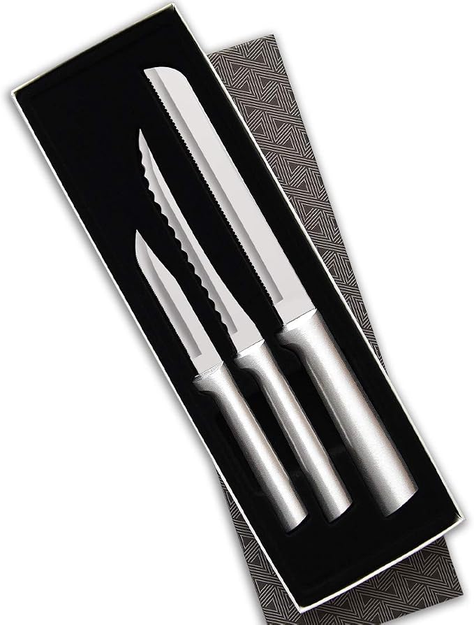 Rada Cutlery Sensational Serrations Gift Set (S54), 3-Piece Knife Set, Stainless Steel Blade, Silver Handle