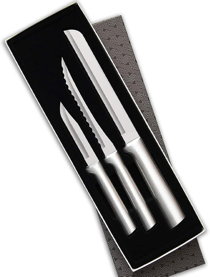 Rada Cutlery Sensational Serrations Gift Set (S54), 3-Piece Knife Set, Stainless Steel Blade, Silver Handle