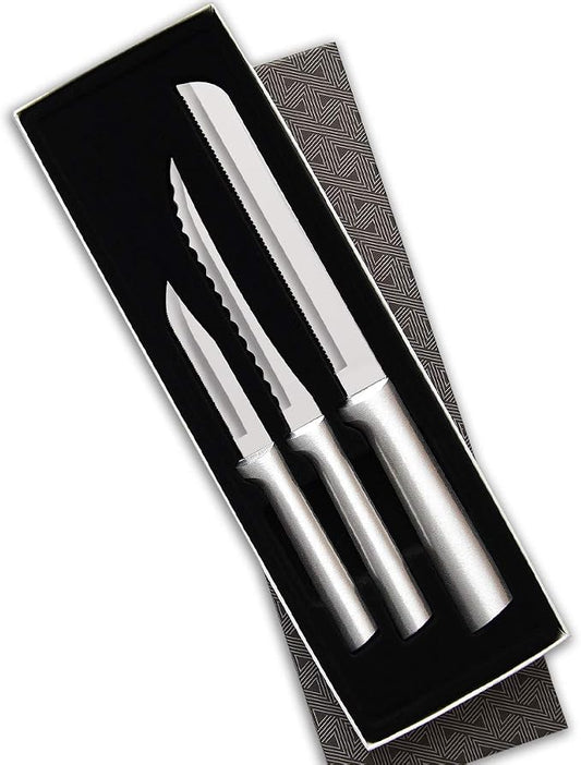 Rada Cutlery Sensational Serrations Gift Set (S54), 3-Piece Knife Set, Stainless Steel Blade, Silver Handle