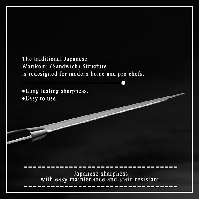 Japanese Chef Knife Molybdenum Vanadium Stainless Steel with Bolster, Gyuto 7-inch (180mm) Dishwasher Safe