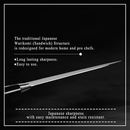 Japanese Chef Knife Molybdenum Vanadium Stainless Steel with Bolster, Gyuto 7-inch (180mm) Dishwasher Safe