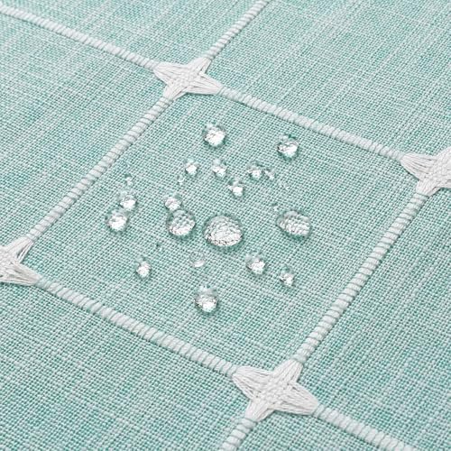 Boho Farmhouse Classic Plaid Linen Tassel Shower Curtain Teal Blue,72x84
