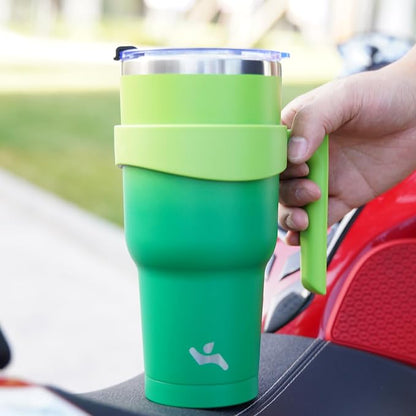 Konokyo 20 oz Tumbler with Handle and 2 Straw 2 Lid, Insulated Water Bottle Stainless Steel Vacuum Cup Reusable Travel Mug,Matcha Green