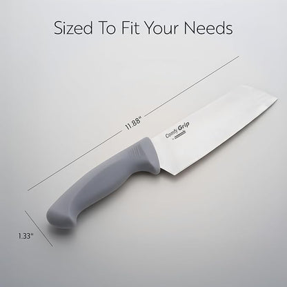 Restaurantware Comfy Grip 6.5 Inch Vegetable Knife 1 Sharp Cooking Knife - Ergonomic Handle Non-Slip Grip Gray Stainless Steel Kitchen Knife Dishwashable Slice And Dice Fruits Or Vegetables