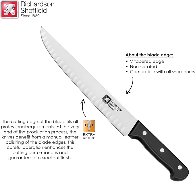 Richardson Sheffield Universal NSF Approved Professional Butcher Knife with Notches, 10-Inch