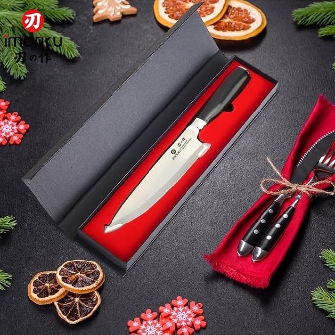 imarku Chef Knife 8-Inch Pro Japanese Kitchen Knife High-Carbon Stainless Steel Paring Knife Ergonomic Handle Rasor Sharp Single-Bevel Edge Gift for Men and Father's Day
