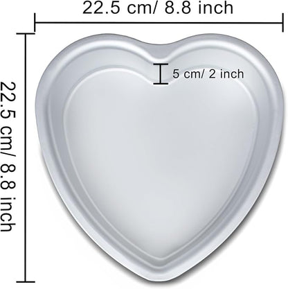 6 x 2 Inch Heart Shaped Cake Pans Set of 2, Aluminum Heart Cake Tin, Baking Cake Pan for Wedding, Party, Family Occasions, Chocolate, Bread. (Heart, 8 × 2 Inch,Set of 3)