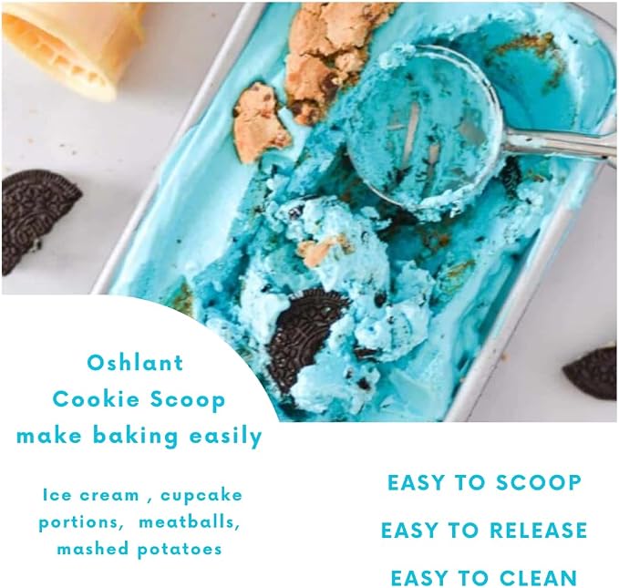 Cookie Scoop, 18/8 Stainless Steel Cookie Scooper, Cookie Scoops for Baking, 1 Tbsp/ 15 ml / 0.5 oz Cookie Dough Scoop, Ice Cream Scooper with Trigger Release, Cookie Scooper for Baking(Blue)