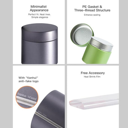 3 Packs Tea Tin Canister for Loose Tea Metal Tea Canister 9 oz 15 oz Round Tin Can for Coffee Beans Tea Container for Kitchen Storage Sugar Matcha Spice Powder (Mint Green, L_2.95x4.92)