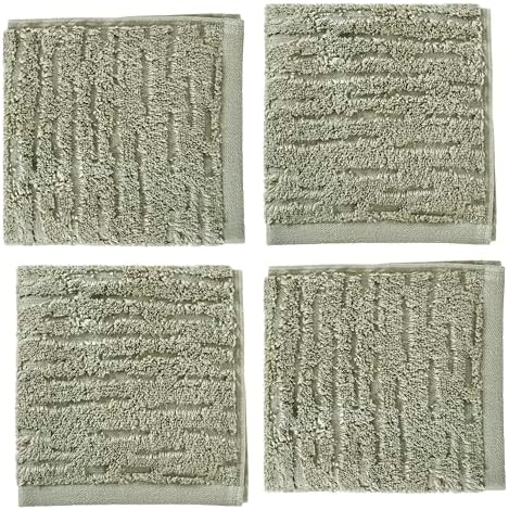 SKL Home CloudSoft Washcloth Set, 4-Piece, 100% Cotton Luxury, Sage