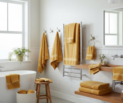 6 Piece Bath Towel Set, 2 Bath, 2 Hand, 2 Washcloths, Gold