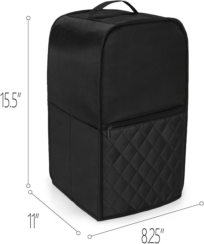 Luxja Food Processor Cover Compatible with Cuisinart and Hamilton Beach 11-14 Cup Processor, Food Processor Dust Cover with Accessories Pockets, Black