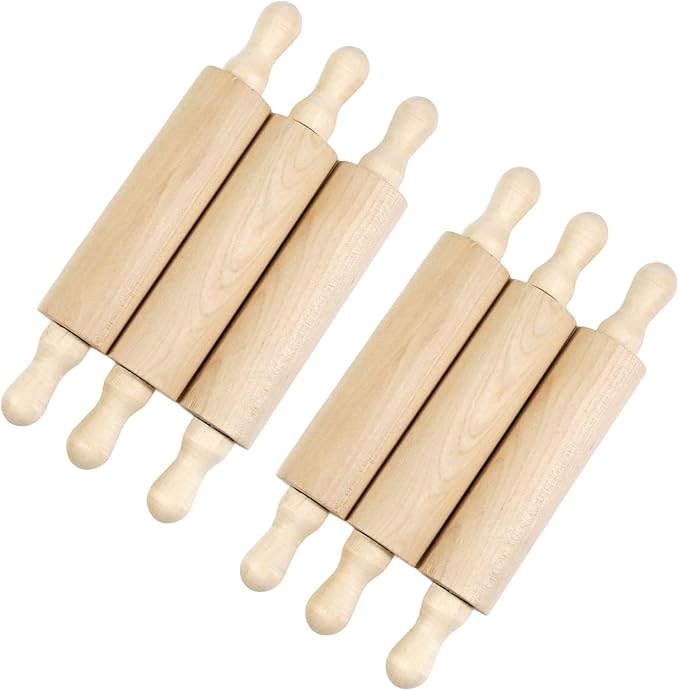 6 pcs 7 Inch Vintage Wooden Rolling Pin, Perfect for Kitchen Decoration, Tiered Tray Decor and Arts Crafts