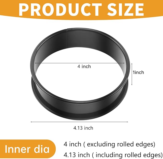 RICHSC-PAN Crumpet Rings, 10PCS Non-Stick English Muffin Rings 4 Inch For Baking, Stainless Steel Double Roll Upgrade Design, More Convenient to Take the Food of The Bakery Ring Mold.