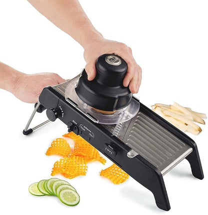 PL8 Professional Mandoline 2.0 - Adjustable Mandoline Slicer with 4 Cutting Thicknesses, Spring-Loaded Hand Guard, Stainless Steel Slicing Ramp, Foldable Non-Skid Feet for Safe, Convenient Food Prep
