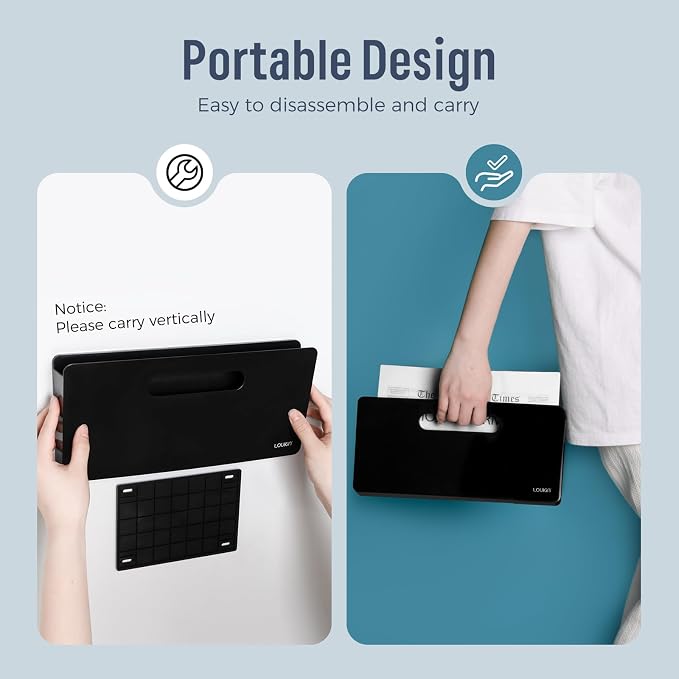 loukin Magnetic File Holder - 13"×5.9" Vertical Wall Mount Organizer for Whiteboard, Refrigerator, Office Wall, Documents, Letters (Black)
