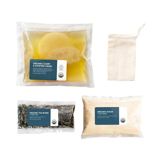 Organic SCOBY Kombucha Starter Kit with SCOBY Live Culture, Tea, Sugar and Tea Bag - Urban Kitchen