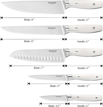 Musifan 5-Piece Chef Knife Set, Professional Ultra Sharp Kitchen Knives For Cooking High Carbon Stainless Steel, With Ergonomic Handle Design (five)