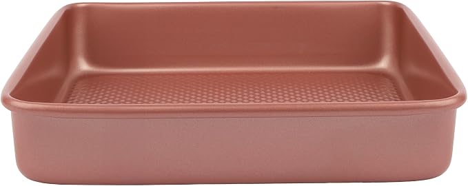 David Burke 9" Square Bake Pan, Carbon Steel, Non-Stick, PFTE & PFOA Free, Oven Safe – Rose Gold